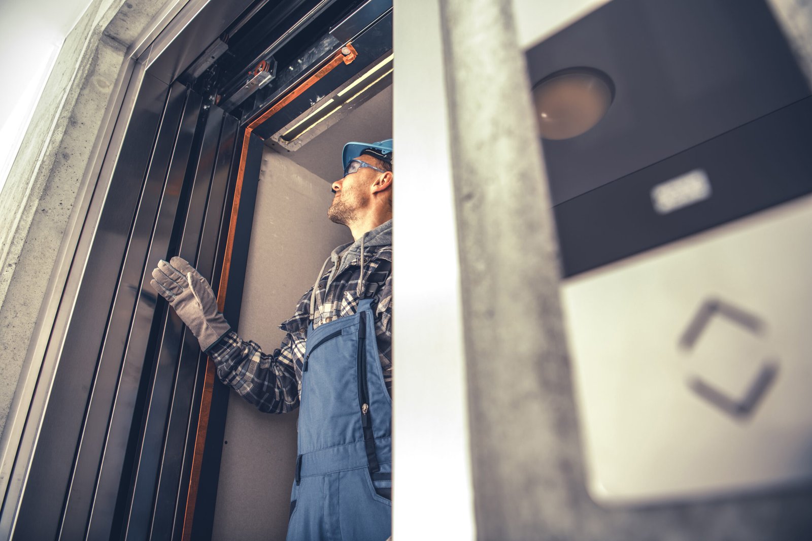 Elevator installation in a new residential building showing where equipment is installed
